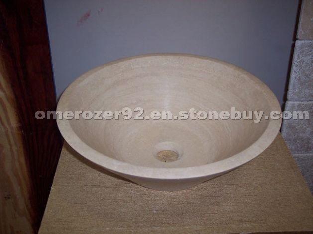 Solid Travertine Sink V-Shaped