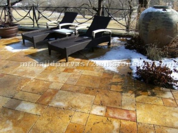 French Pattern Yellow Travertine Paver