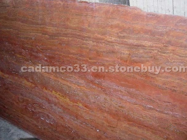 Red travertine slabs
