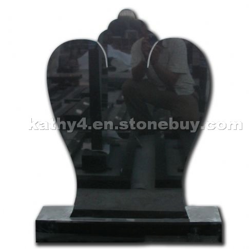 Polished black granite headstone in european style