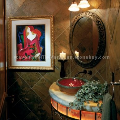 Rustic Gold Slate, Honey Onyx Vanity