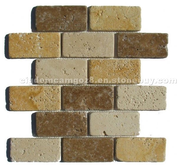 Travertine Rainbow Tumbled Mosaic