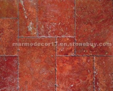 Rosso Persia antiqued travertine pattern