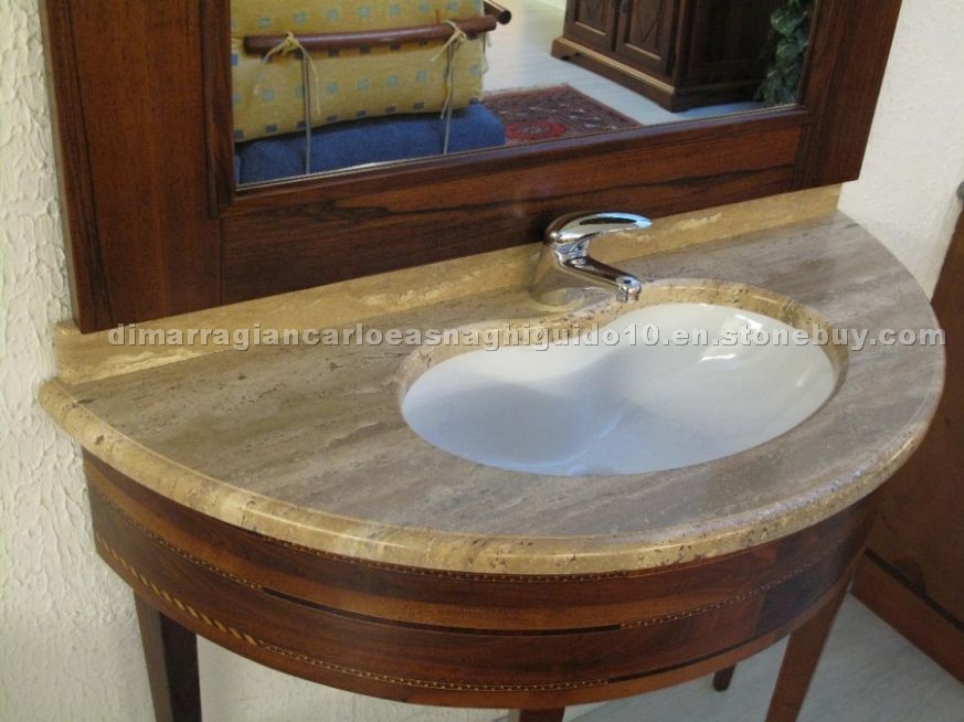 Vanitytop in Travertino Noce