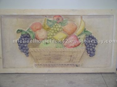 Bowl of Fruit Hand Carved Wall Placque