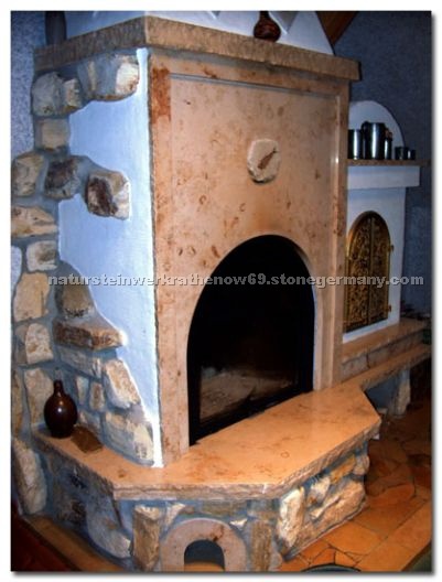 Rustic fireplace with Jura Limestone