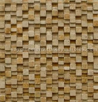 Tumbled Cubic Travertine Mosaic