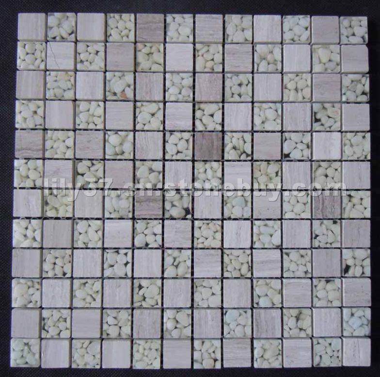 Wooden Beige Marble & Resin Mixed Mosaic CTR-GM-S1