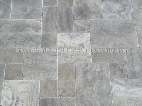 Silver pearl travertine french pattern