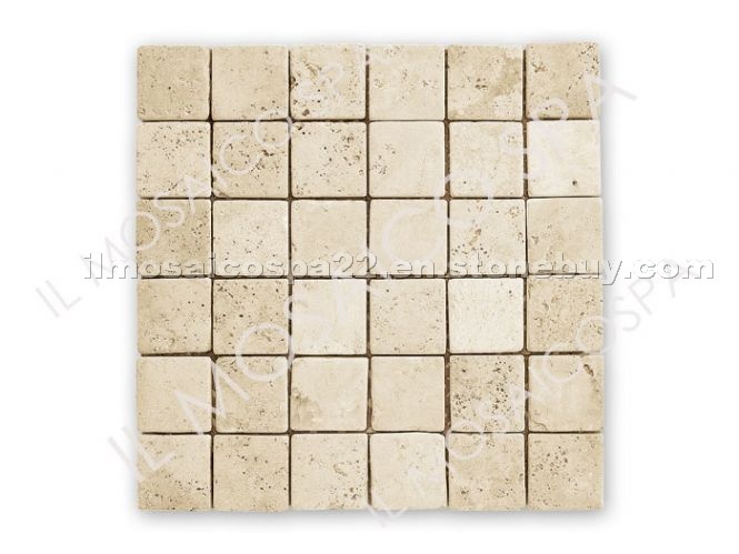 Travertine Chiaro Tumbled Mosaic