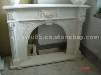 travertine  fireplace