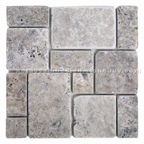 Tumbled Silver Travertine French Pattern