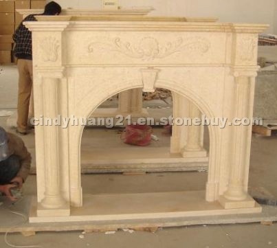Beige Granite Fireplace