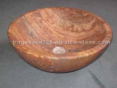 red travertine sink