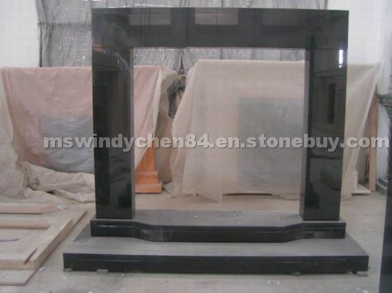 Black Color Stone Fireplace
