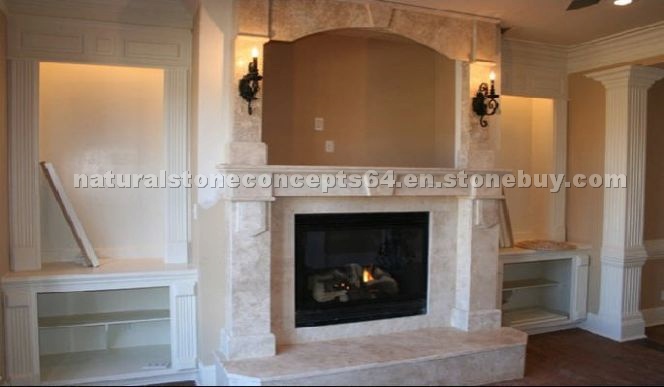 Limestone fireplace