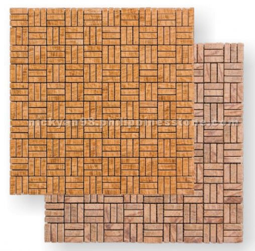Triple bone- timber brown marble mosaic