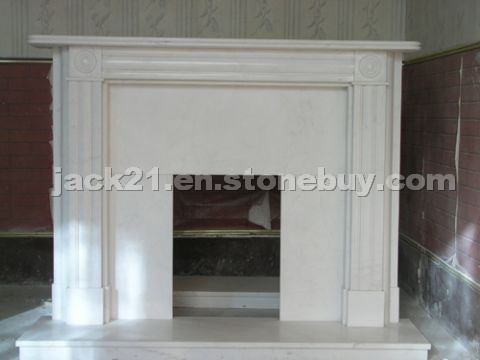 Limestone fireplace