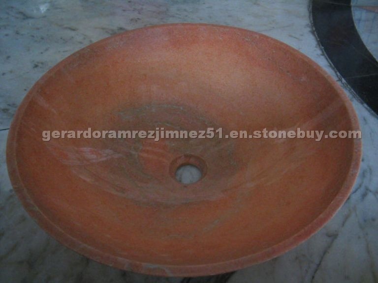Peach Pink Limestone Sink