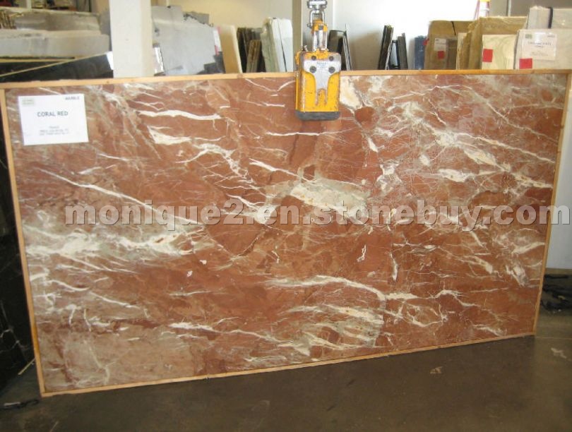 Coral Red marble slabs