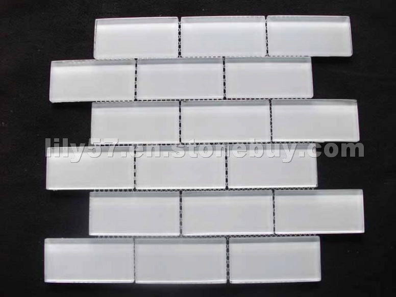 Super white crystal glass mosaic tile CTR-G-B051