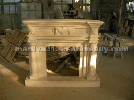 Beige Marble Fireplace