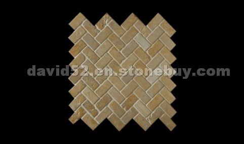 Jerusalem Gold Heringbone Tumbled Mosaic