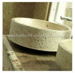 Straight Edge Ribbed-Chisellled limestone Bowl