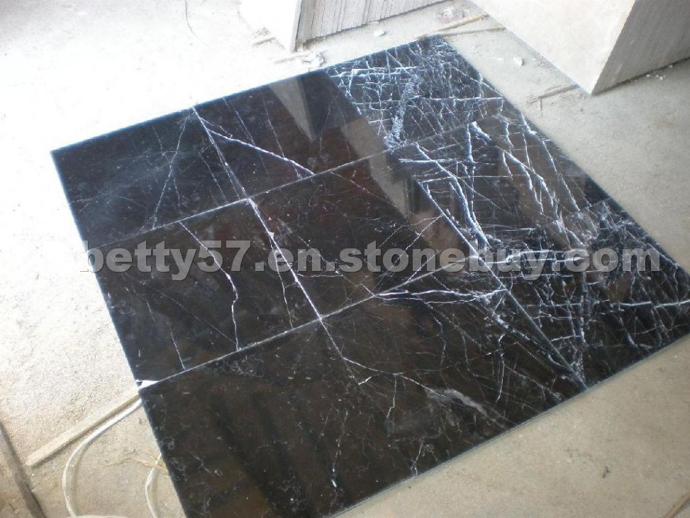 Nero Marquina, black marble, tile, slab