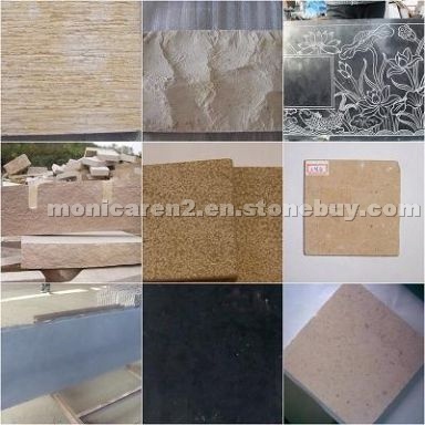 Blue, black, beige, yellow limestone