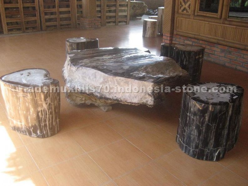 petrified wood  bench and table set