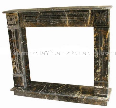 Black Gold Marble Fireplace