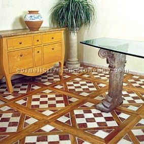 Pietralegno floor- oak, botticino, red verona