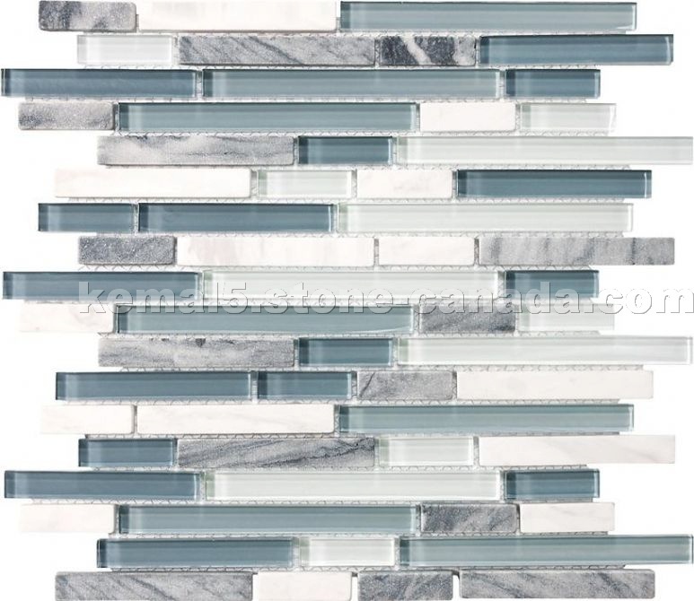 Waterfall glass stone linear blend mosaics