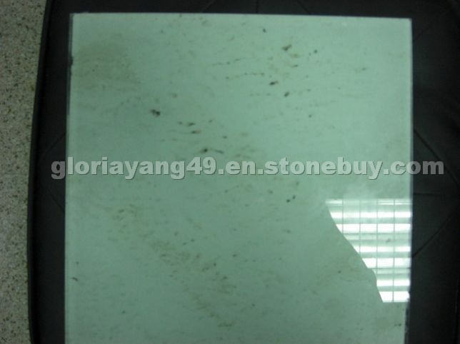 White travertine laminated with Glass tile