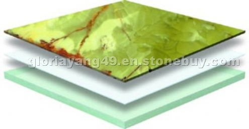 Green onyx composited with Glass tile