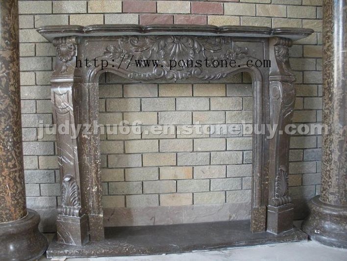 Brown Marble Fireplace