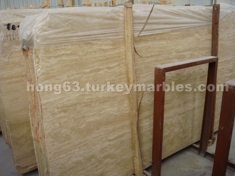 Beige travertine slabs