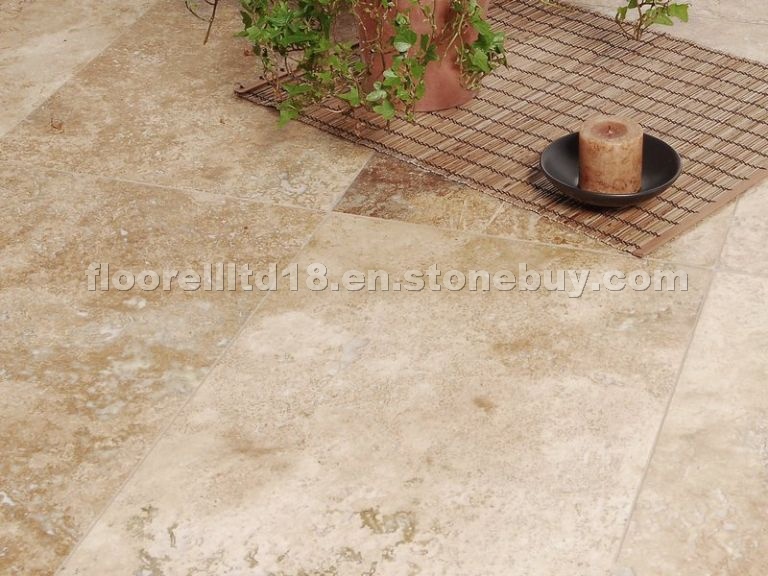 Walnut Travertine Tiles - Unfilled & Brushed