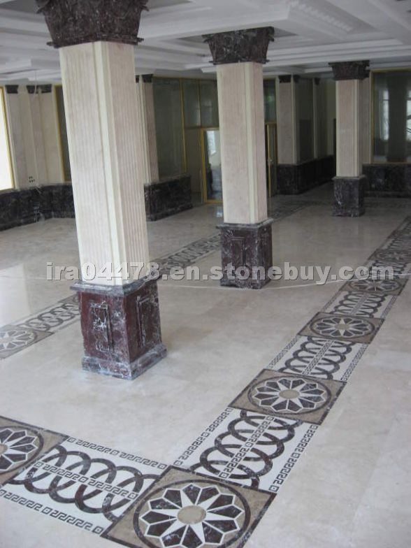 Marble Mosaic Columns Crema Marfil Rosso Levanto