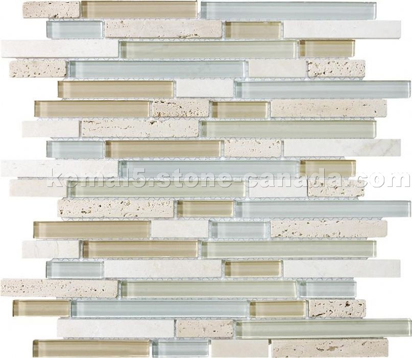 Spa glass stone linear blend mosaic