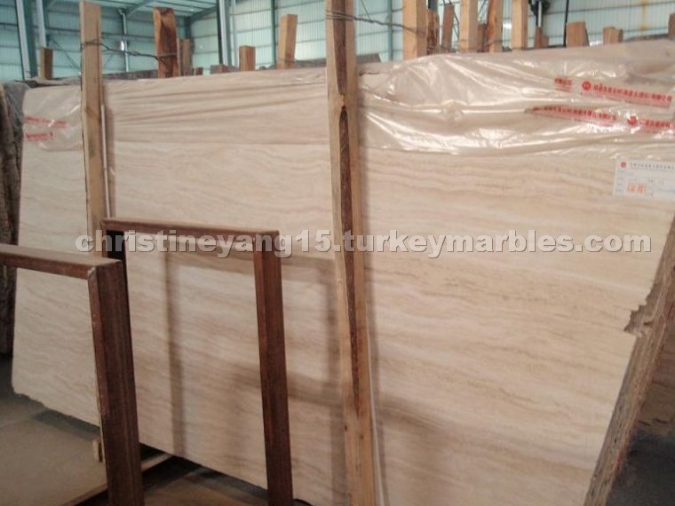 Crema white travertine slabs