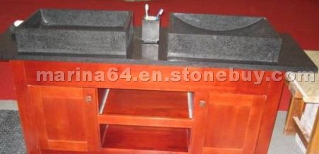 Blue Limestone Sink +Wooden Furniture