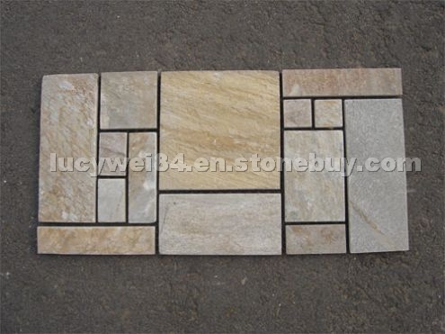 yellow slate mosaic--M047