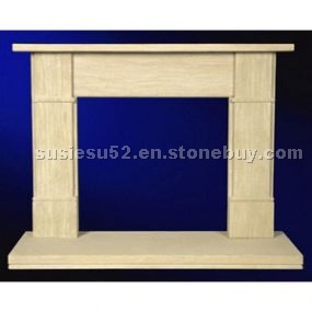 Limestone fireplace