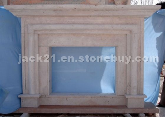 White Travertine Fireplace