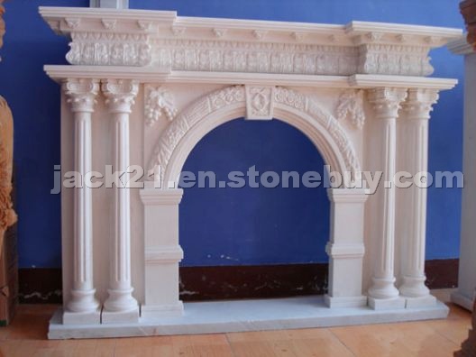 White Marble Carved Fireplace