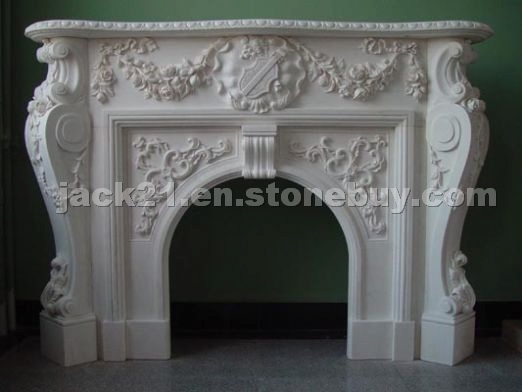 White Limestone Fireplace