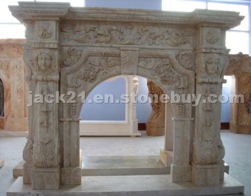 Golden Limestone Carved Fireplaces