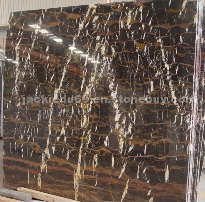 Black Gold Flower Marble Slab